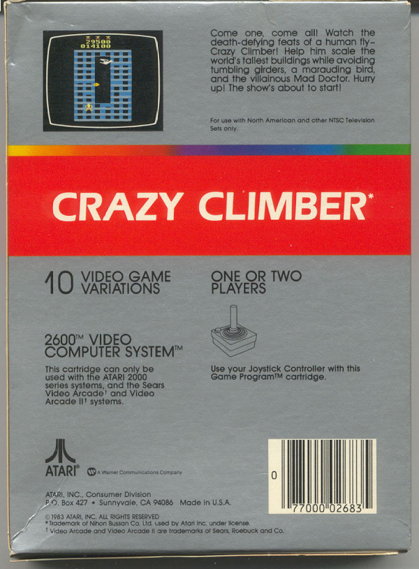 Crazy Climber - Box Back