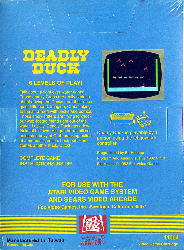 Deadly Duck - Box Back