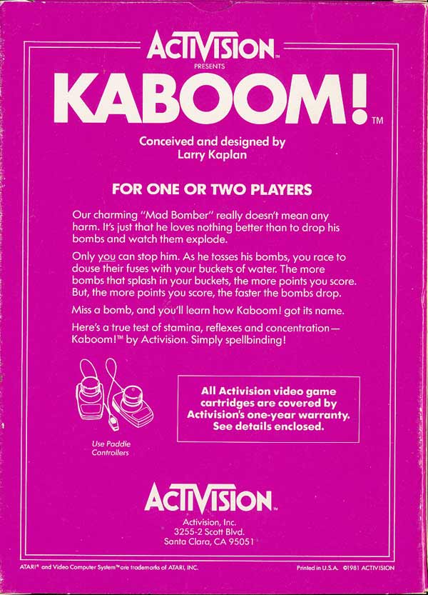 Kaboom! - Box Back