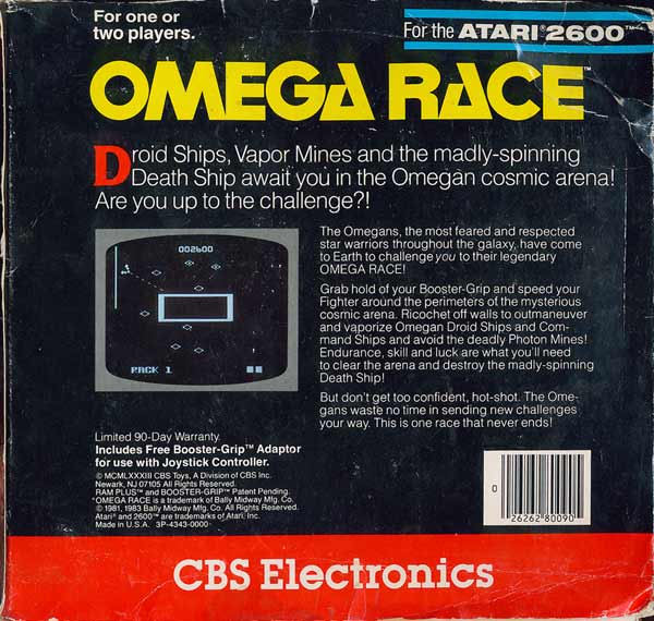 Omega Race - Box Back