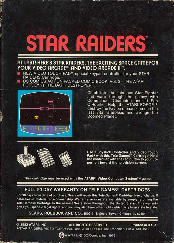 Star Raiders - Box Back
