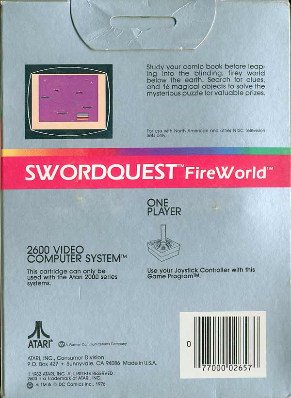 Swordquest: Fireworld - Box Back