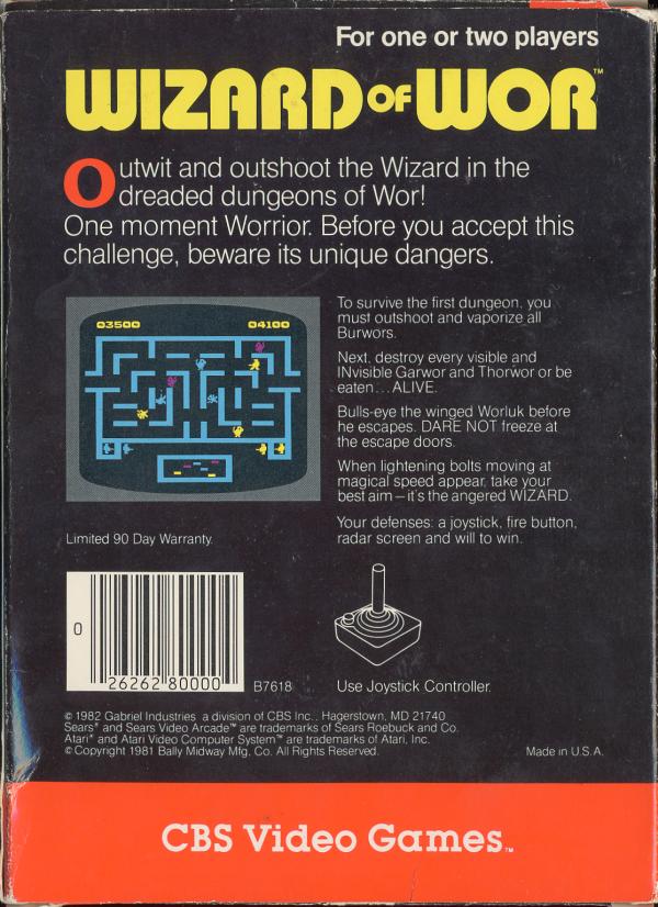 Wizard of Wor - Box Back