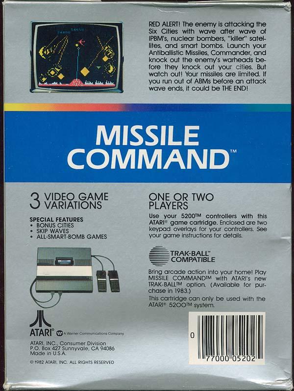 Missile Command - Box Back