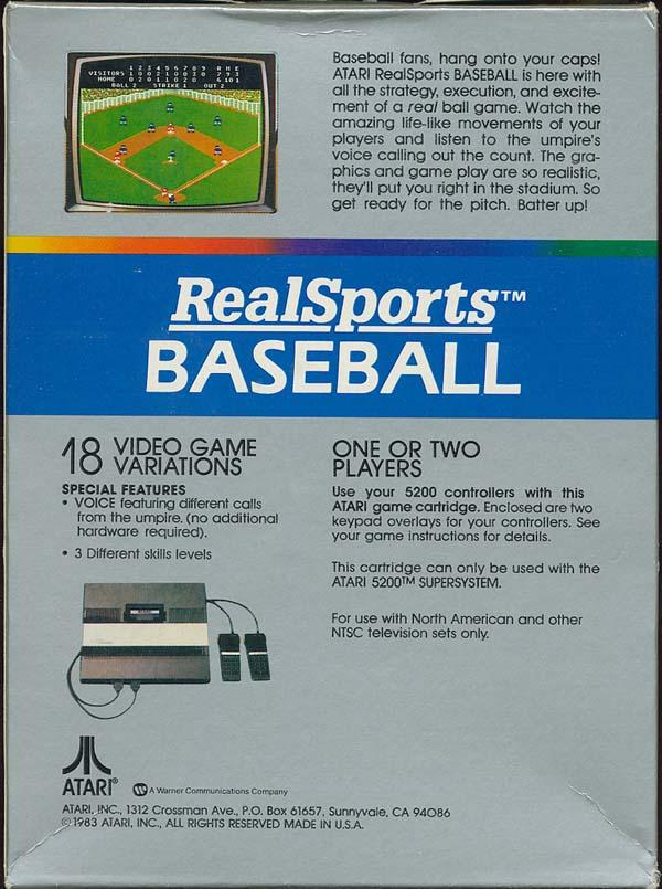 Realsports Baseball - Box Back