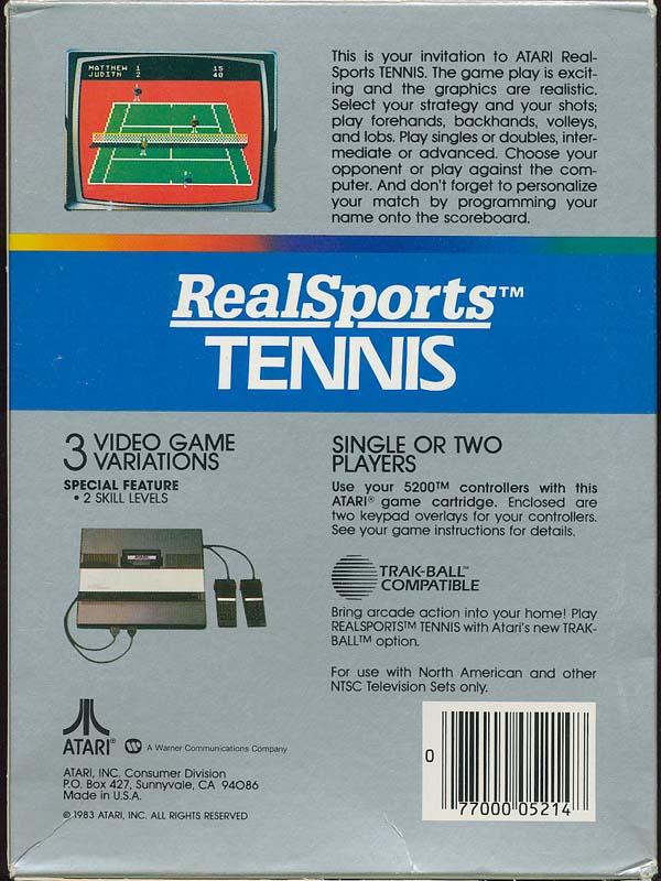 Realsports Tennis - Box Back