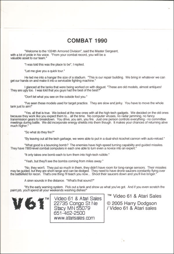 Combat 1990 - Box Back