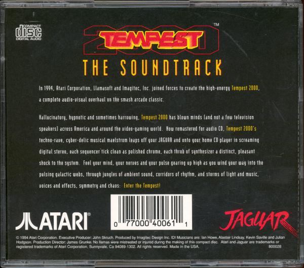 Tempest 2000 Soundtrack - Box Back