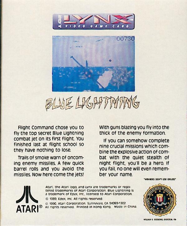 Blue Lightning - Box Back