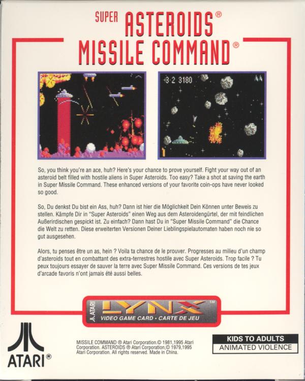 Super Asteroids & Missile Command - Box Back